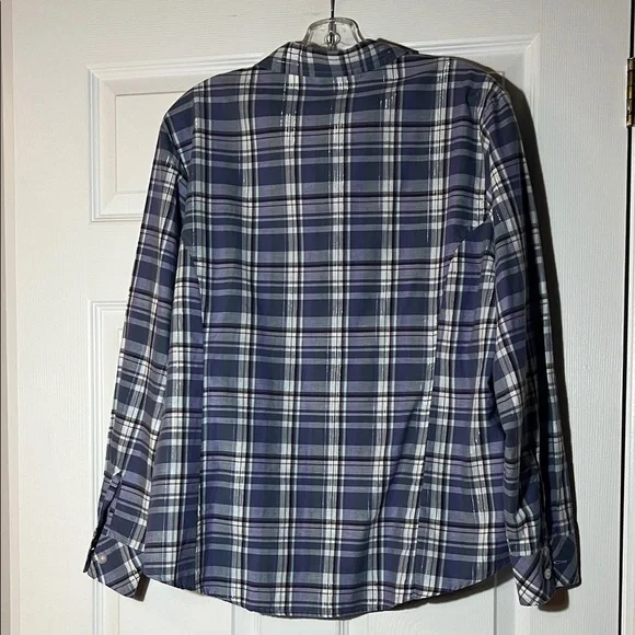 4/$20 Lee Women's Checkered Button Down Shirt - Purple and White - Picture 3 of 3